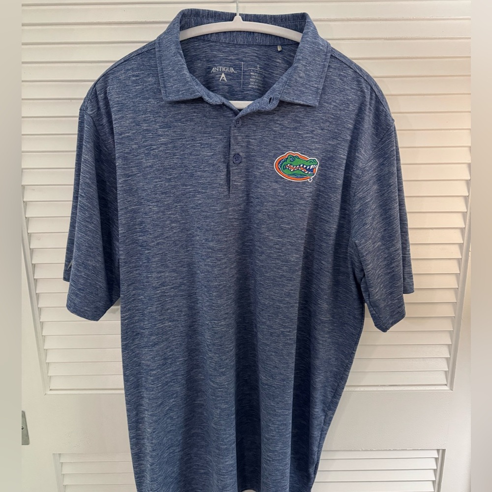 Antigua Heathered Blue Men's Florida Gator  Polo Shirt